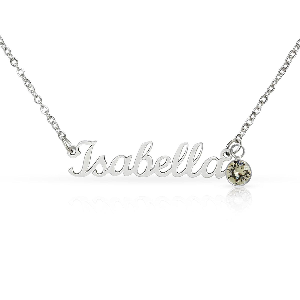 Personalized name necklace in gold chain with green birthstone charm - Custom Name Necklace with Birthstone - Arkenova Jewelry