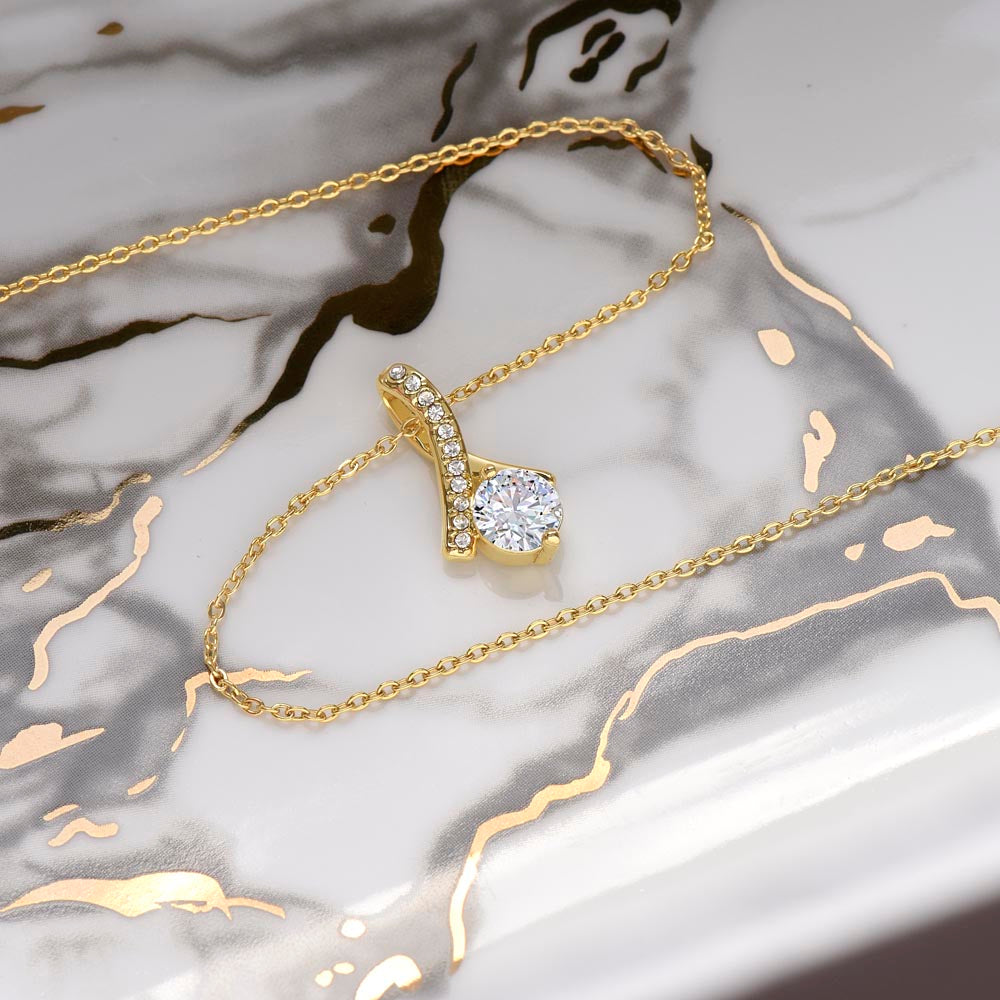 14K yellow gold necklace with cubic zirconia heart pendant, romantic jewelry gift for her anniversary. - To My Beautiful Wife - Arkenova Jewelry