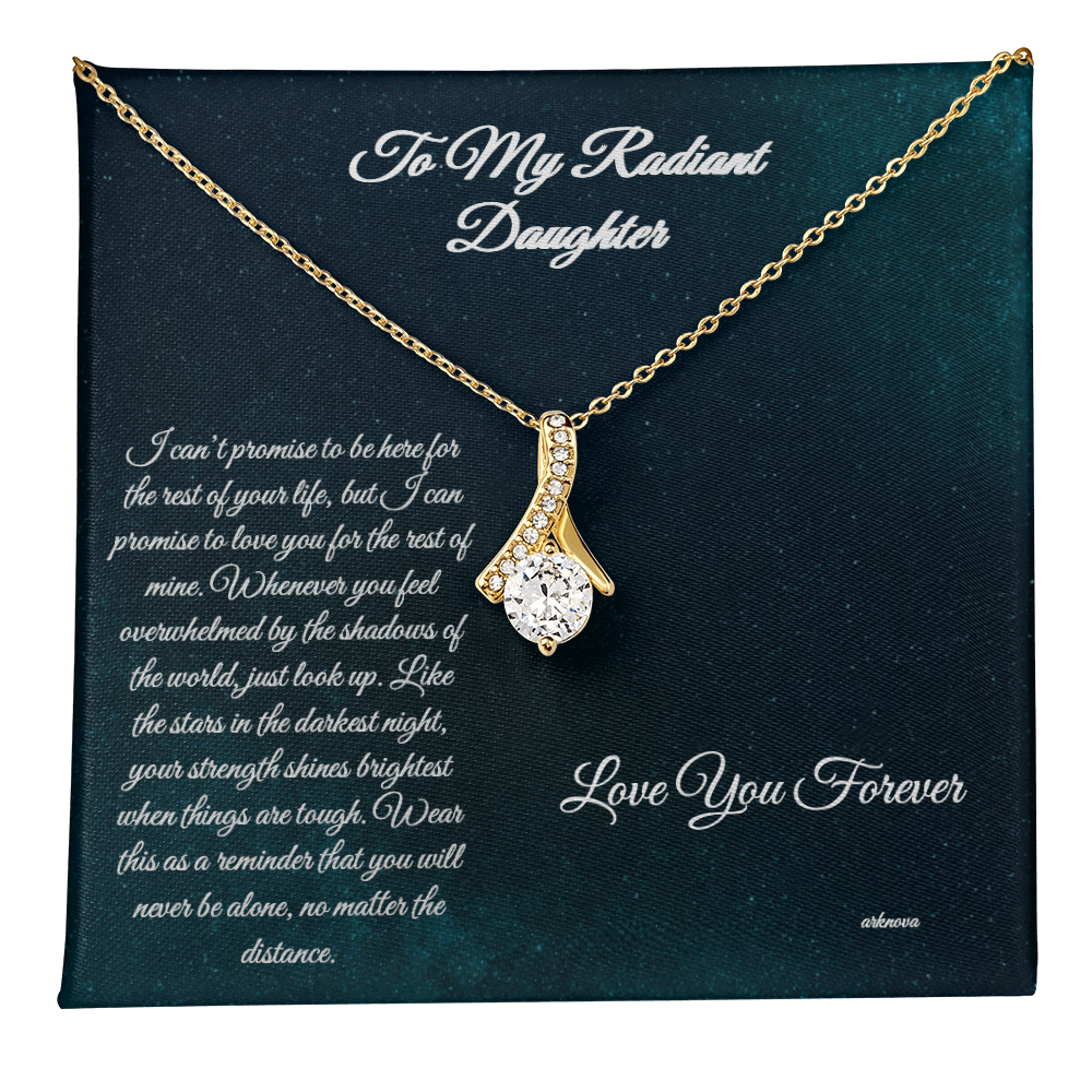 14k white gold necklace with cubic zirconia star pendant on personalized anniversary gift card for her. - Everlasting Star Necklace - Arkenova Jewelry