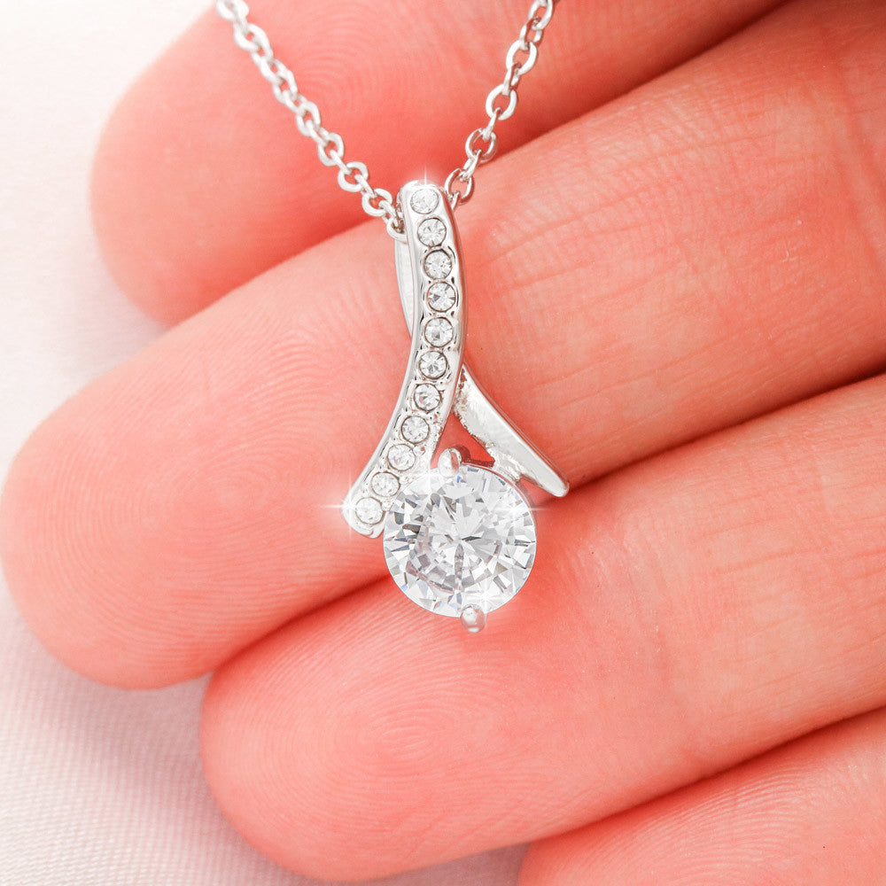 Personalized silver necklace with cubic zirconia pendant, romantic jewelry gift for her anniversary. - To My Beautiful Wife - Arkenova Jewelry