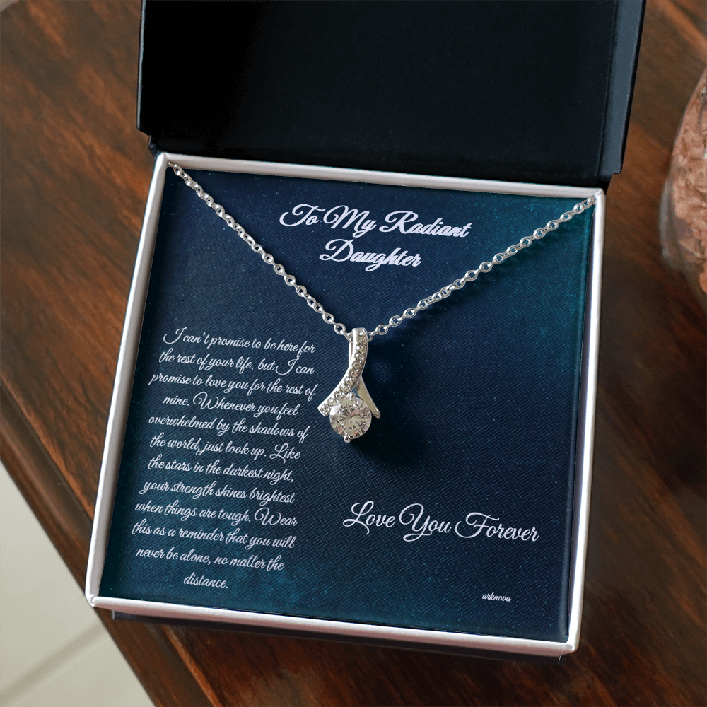 Personalized star-shaped cubic zirconia necklace with 14k white gold finish in gift box for her anniversary. - Everlasting Star Necklace - Arkenova Jewelry