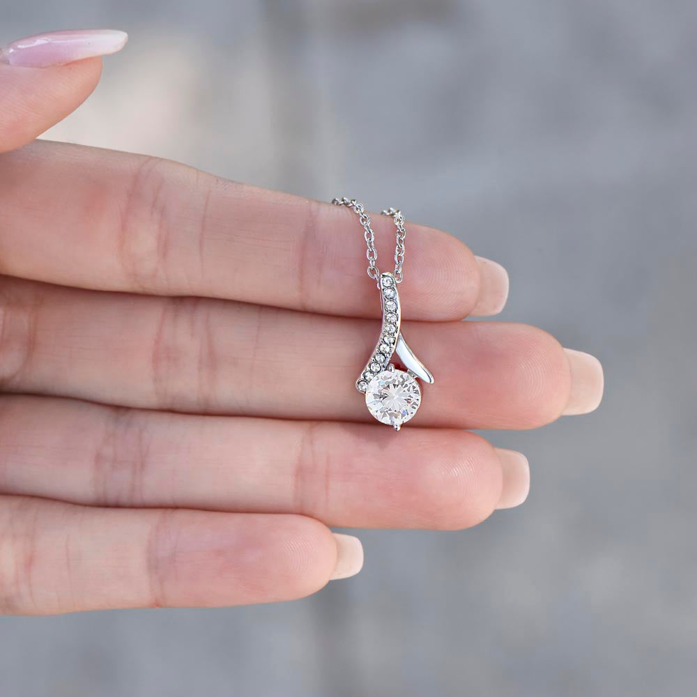 14k white gold personalized necklace with cubic zirconia pendant, romantic jewelry gift for her anniversary. - To My Beautiful Wife - Arkenova Jewelry