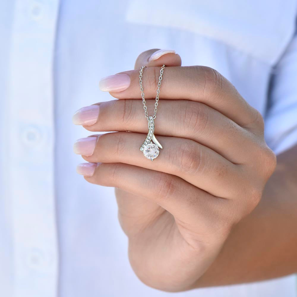 14k white gold necklace with teardrop cubic zirconia pendant, elegant gift for her anniversary. - To My Beautiful Wife - Arkenova Jewelry