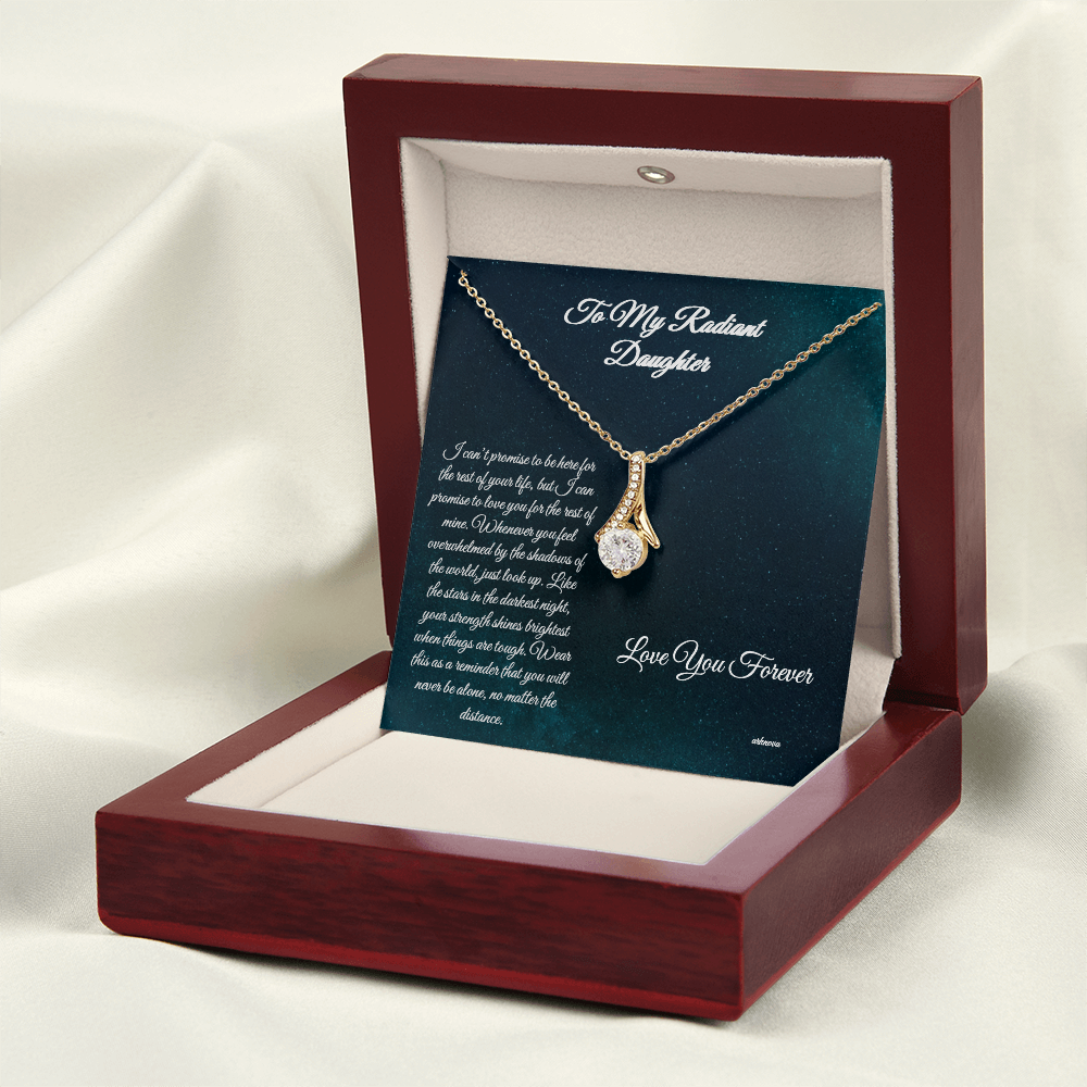 Personalized gold necklace with teardrop cubic zirconia pendant in anniversary gift box. - Everlasting Star Necklace - Arkenova Jewelry