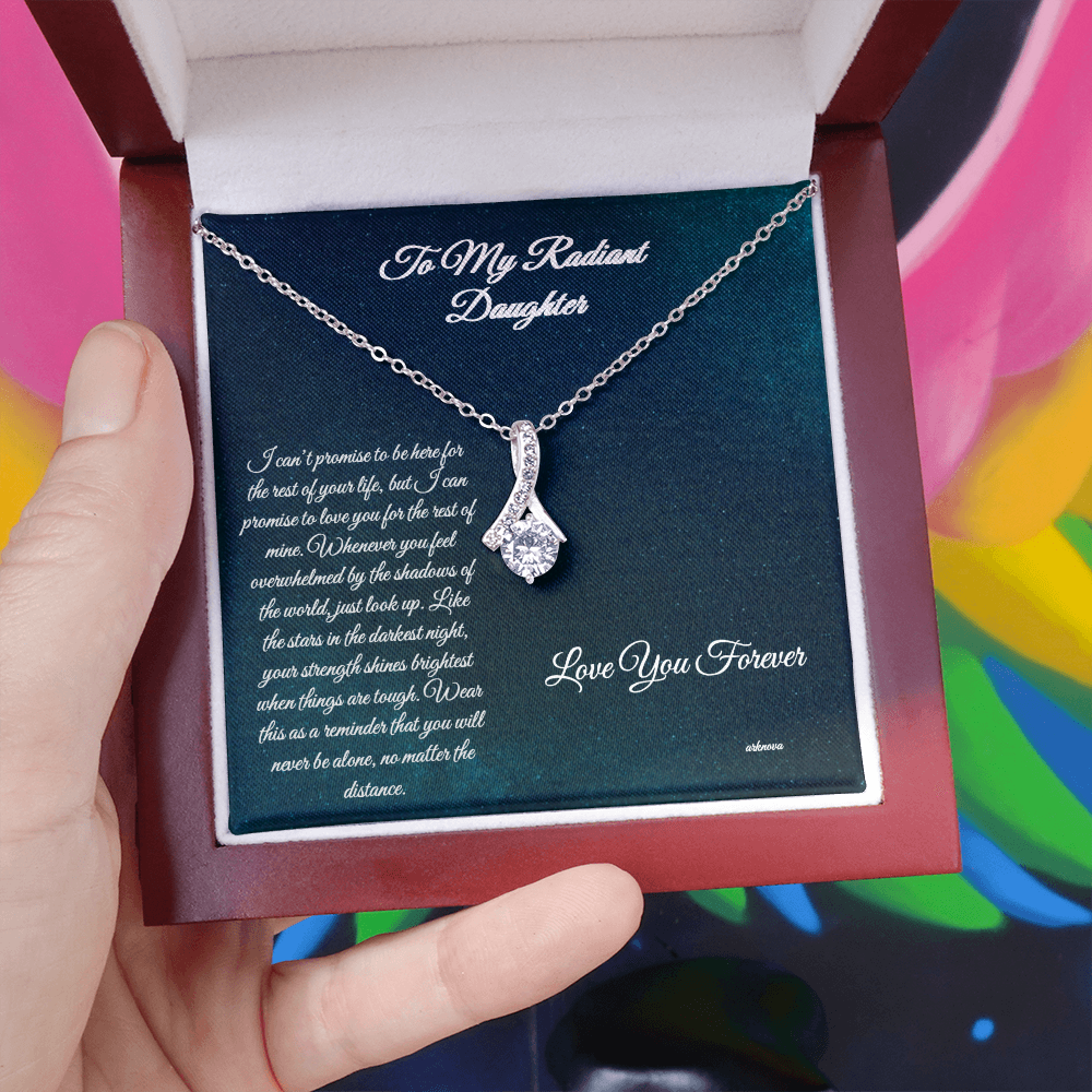 Personalized silver star necklace with cubic zirconia in red gift box, romantic anniversary jewelry for her. - Everlasting Star Necklace - Arkenova Jewelry