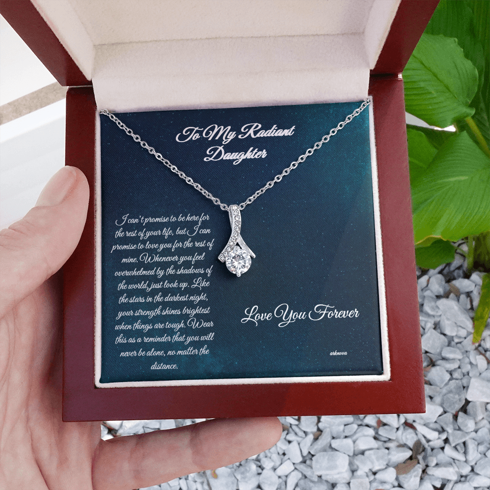 Personalized silver star necklace with cubic zirconia in a red gift box for her anniversary. - Everlasting Star Necklace - Arkenova Jewelry