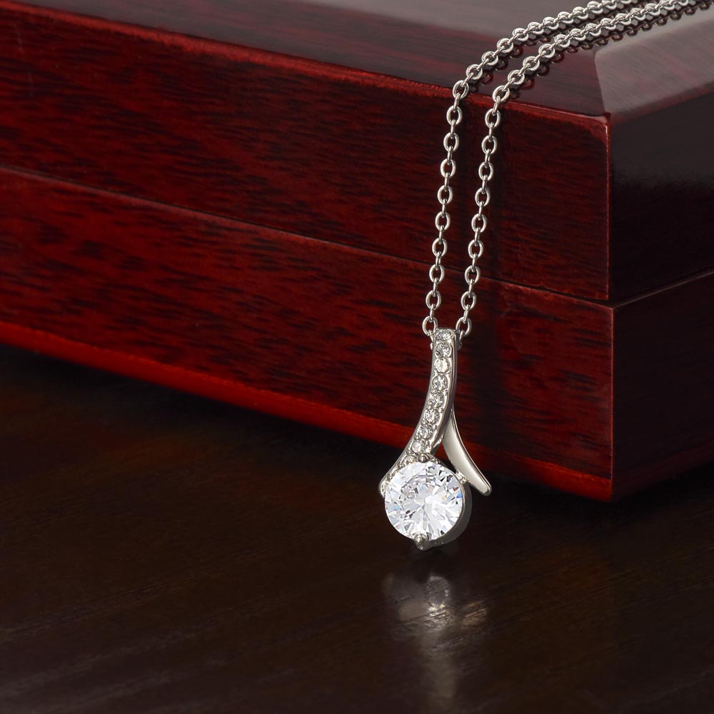 Personalized silver necklace with round cubic zirconia pendant, perfect anniversary gift for her. - To My Beautiful Wife - Arkenova Jewelry