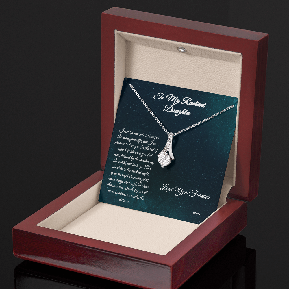 Personalized star necklace in silver with cubic zirconia, elegant gift jewelry for her anniversary in wooden box. - Everlasting Star Necklace - Arkenova Jewelry