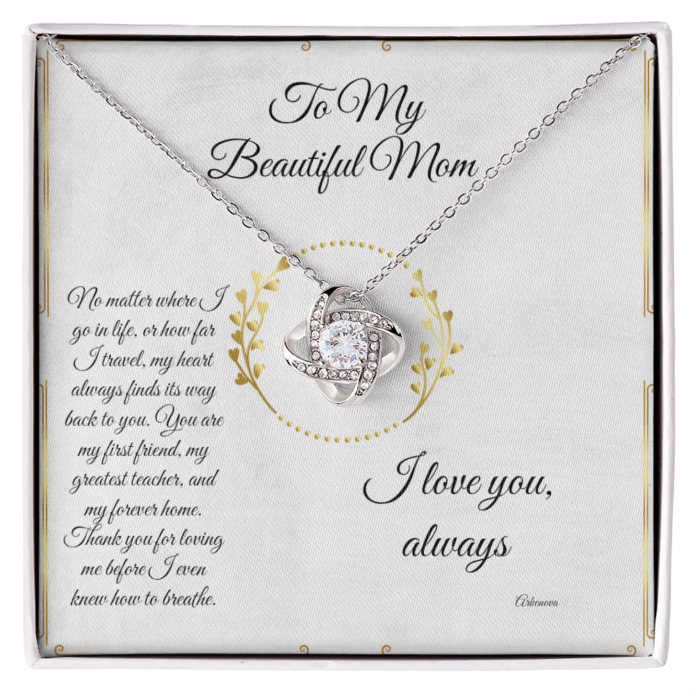 Personalized silver necklace with square cubic zirconia pendant in anniversary gift box for her. - To My Forever Home - Arkenova Jewelry