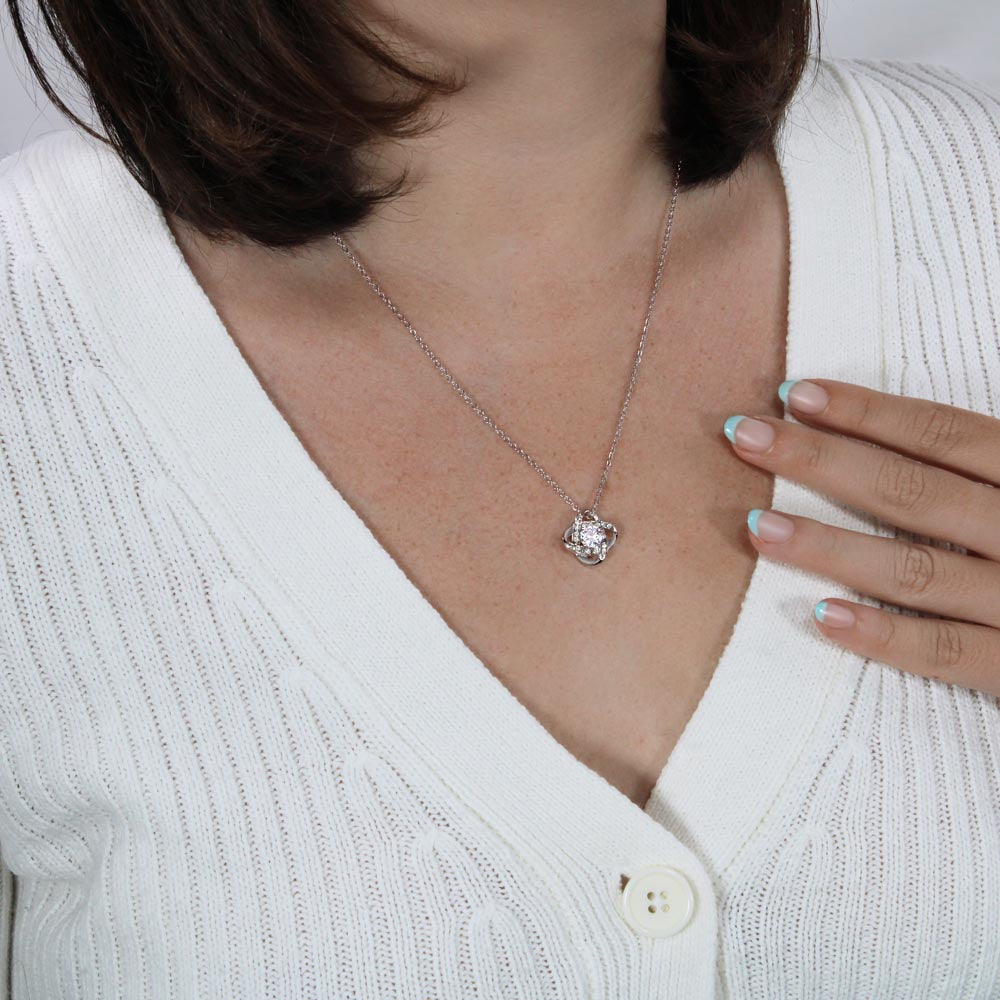 Personalized 14K white gold necklace with cubic zirconia pendant, elegant anniversary jewelry gift for her. - To My Beautiful Mom - Arkenova Jewelry