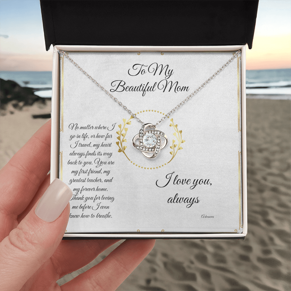 Personalized silver necklace with sparkling cubic zirconia heart pendant in luxury gift box for her anniversary. - To My Forever Home - Arkenova Jewelry
