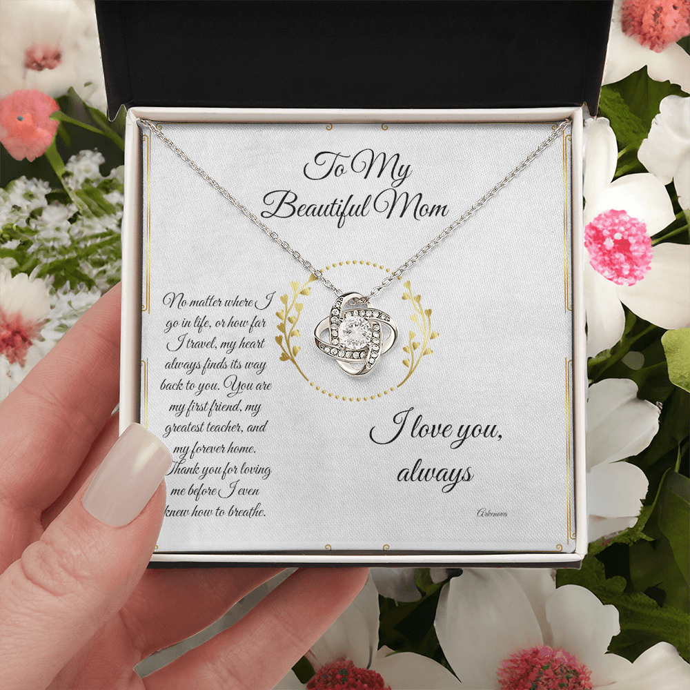 Personalized silver necklace with cubic zirconia in heart pendant, anniversary gift for her in luxury box. - To My Forever Home - Arkenova Jewelry