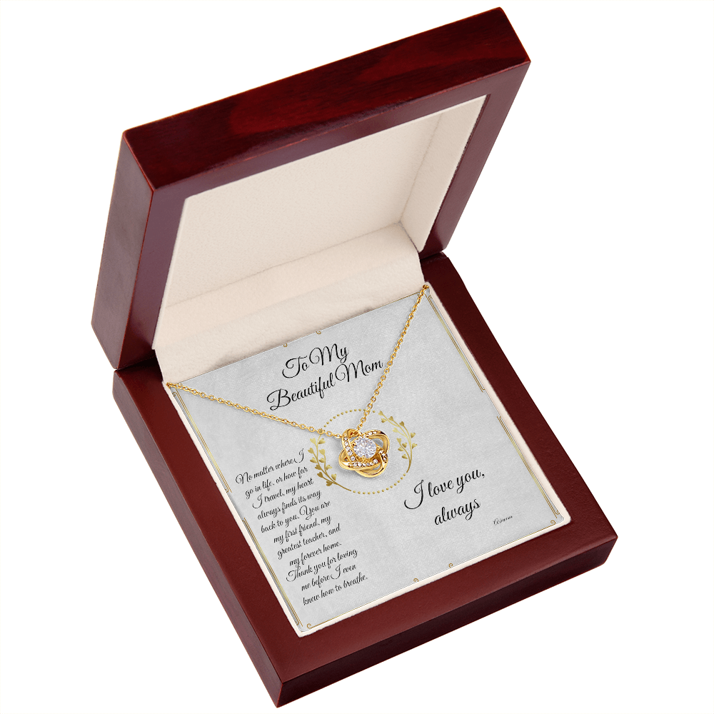 14K white gold personalized necklace with cubic zirconia heart pendant in luxury wooden gift box for her anniversary. - To My Forever Home - Arkenova Jewelry