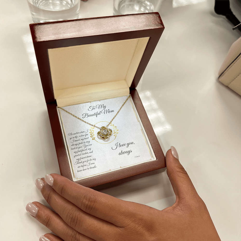 Personalized gold necklace with heart and cubic zirconia pendant in luxury gift box for her anniversary. - To My Forever Home - Arkenova Jewelry