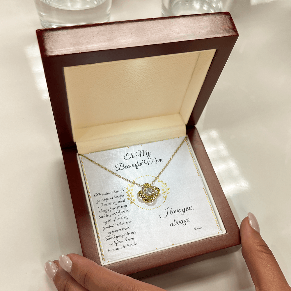 Personalized gold necklace with cubic zirconia and heart pendant in anniversary gift box for her. - To My Forever Home - Arkenova Jewelry
