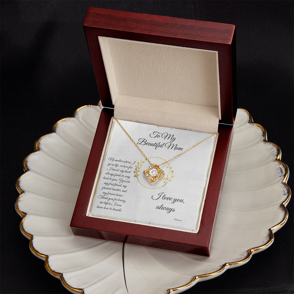 Personalized gold necklace with heart-shaped cubic zirconia in wooden gift box, anniversary jewelry for her. - To My Forever Home - Arkenova Jewelry