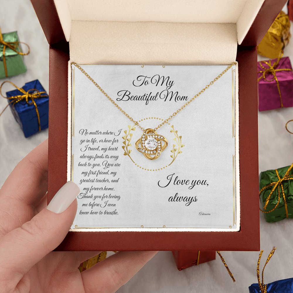 Personalized gold necklace with heart and cubic zirconia pendant in anniversary gift box for her. - To My Forever Home - Arkenova Jewelry