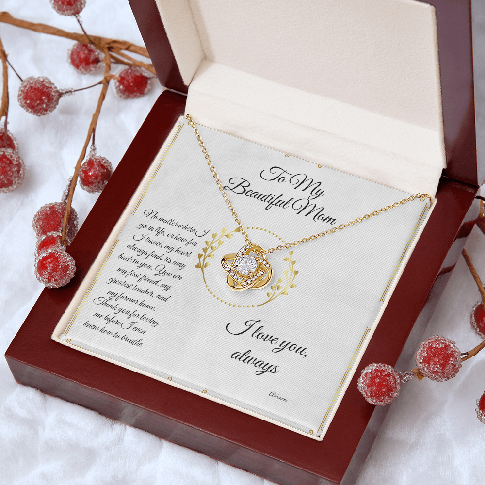 14K yellow gold personalized necklace with cubic zirconia in luxury gift box for her anniversary. - To My Forever Home - Arkenova Jewelry
