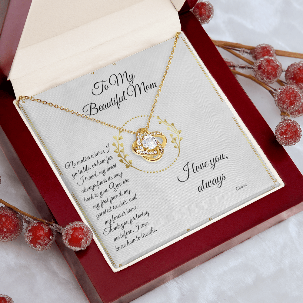 Personalized 18K yellow gold necklace with cubic zirconia pendant in anniversary gift box for her. - To My Forever Home - Arkenova Jewelry