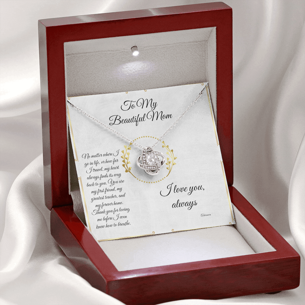 Personalized gold necklace with cubic zirconia in a wooden box, romantic anniversary gift for her. - To My Forever Home - Arkenova Jewelry