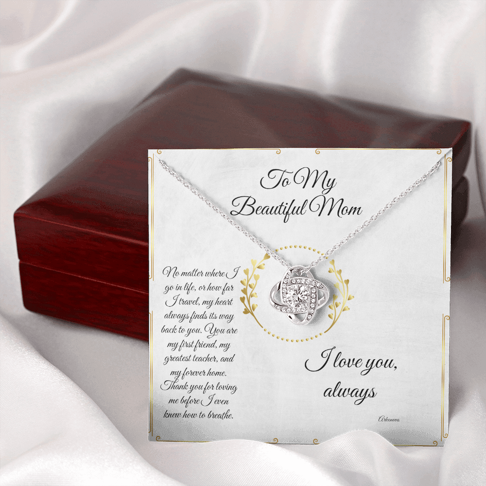 Personalized gold necklace with heart and cubic zirconia pendant on anniversary gift card for her. - To My Forever Home - Arkenova Jewelry