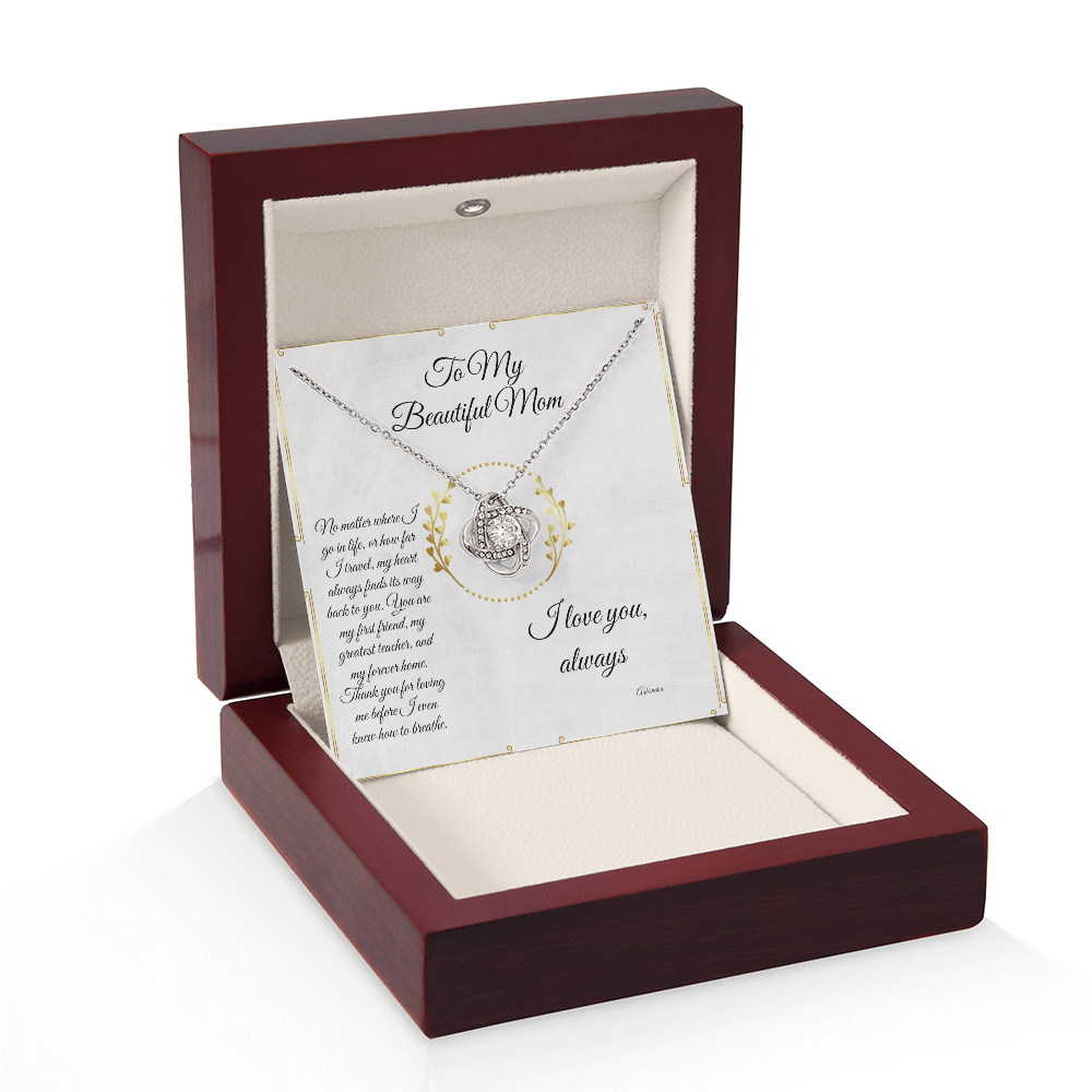 Personalized gold necklace with heart and flower charms in luxury wooden box, anniversary gift for her. - To My Forever Home - Arkenova Jewelry