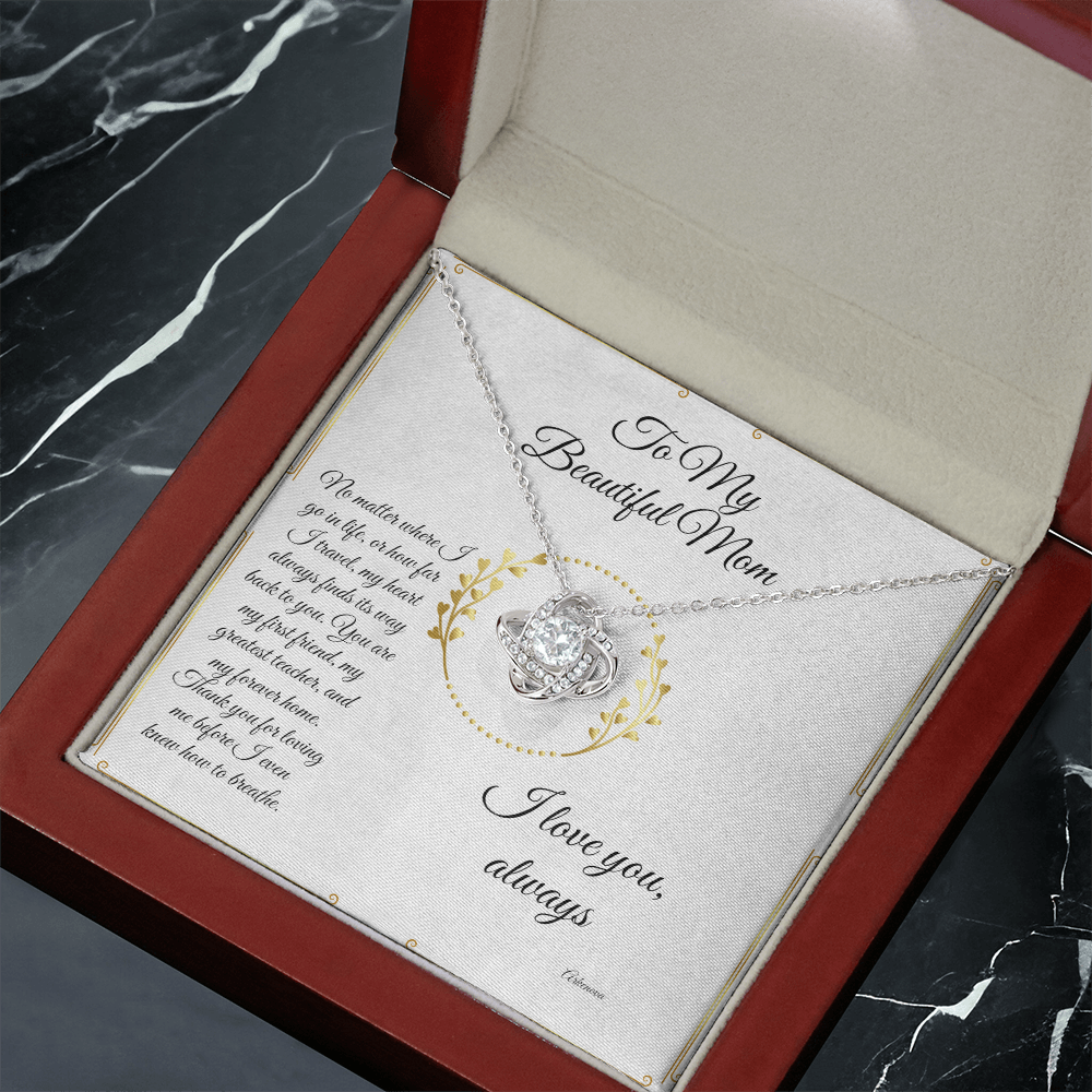 Personalized 14K white gold necklace with cubic zirconia heart pendant in luxury gift box for her anniversary. - To My Forever Home - Arkenova Jewelry