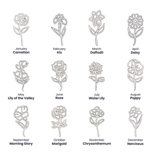 Birth Flower Name Necklace — Personalized Gift