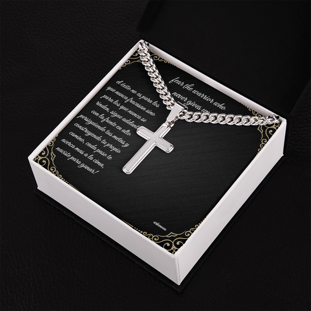 Unwavering warrior-Cross with Cuban Link Chain
