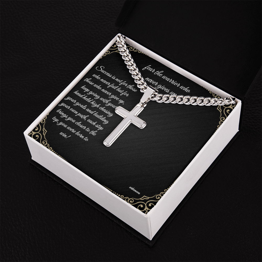 Warrior Cross Necklace — Cuban Link Chain for Him