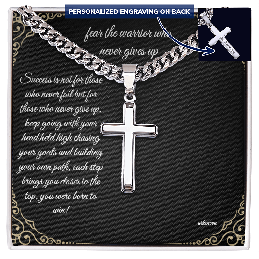 Warrior Cross Necklace — Cuban Link Chain for Him