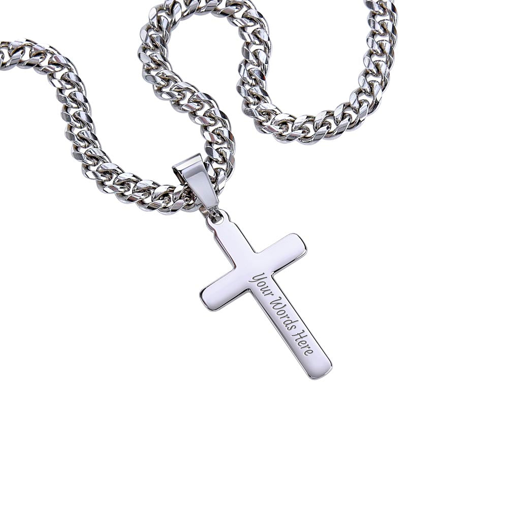 Unwavering warrior-Cross with Cuban Link Chain