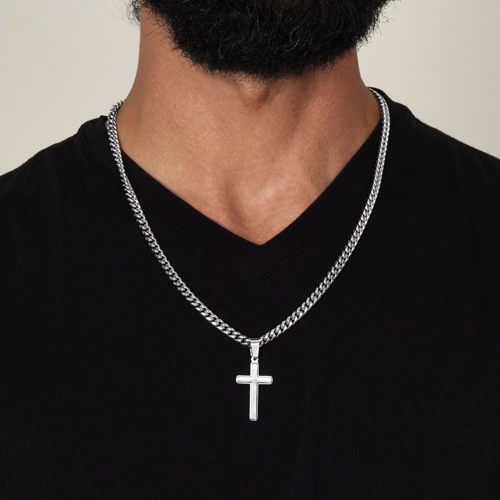 Warrior Cross Necklace — Cuban Link Chain for Him