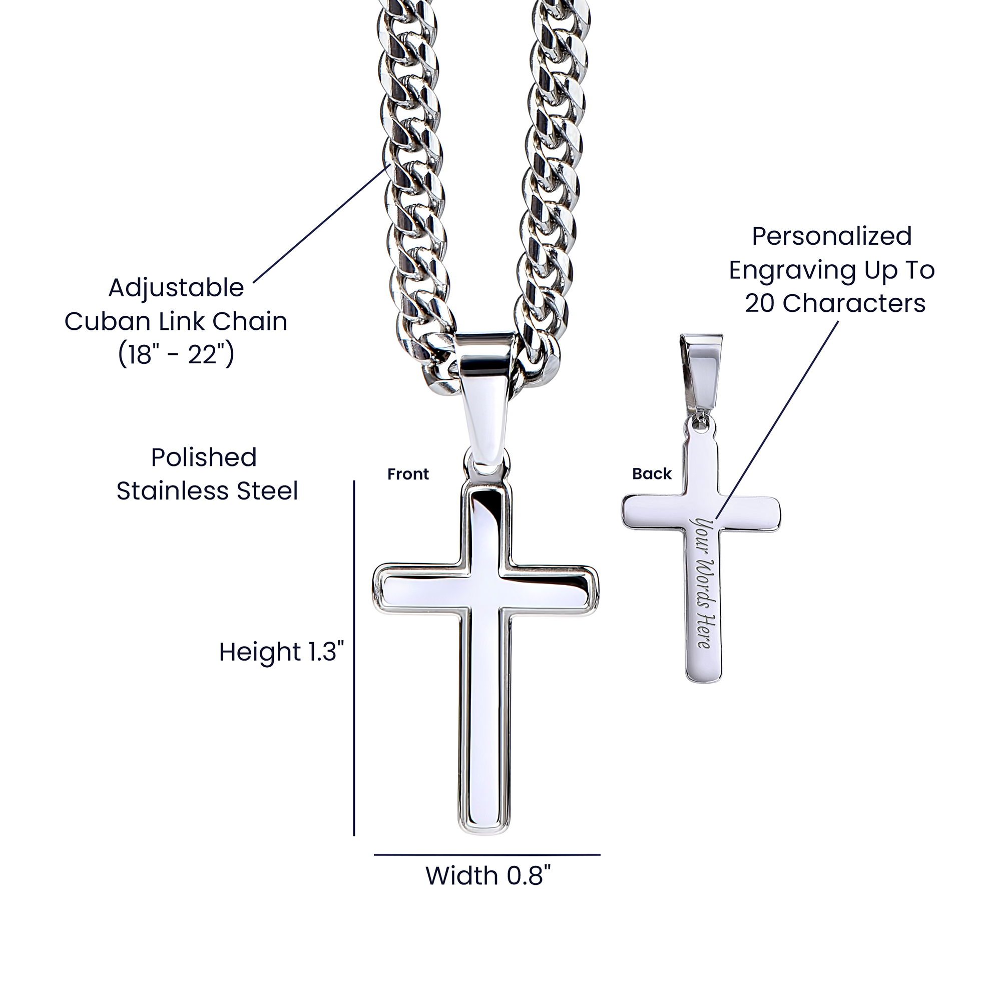 Warrior Cross Necklace — Cuban Link Chain for Him