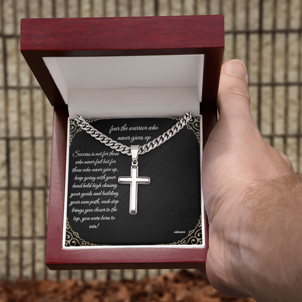 Warrior Cross Necklace — Cuban Link Chain for Him