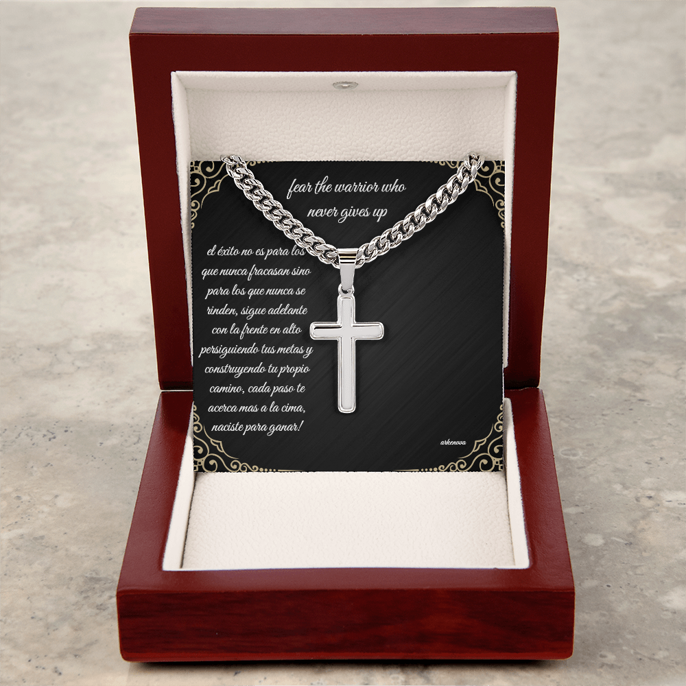 Unwavering warrior-Cross with Cuban Link Chain
