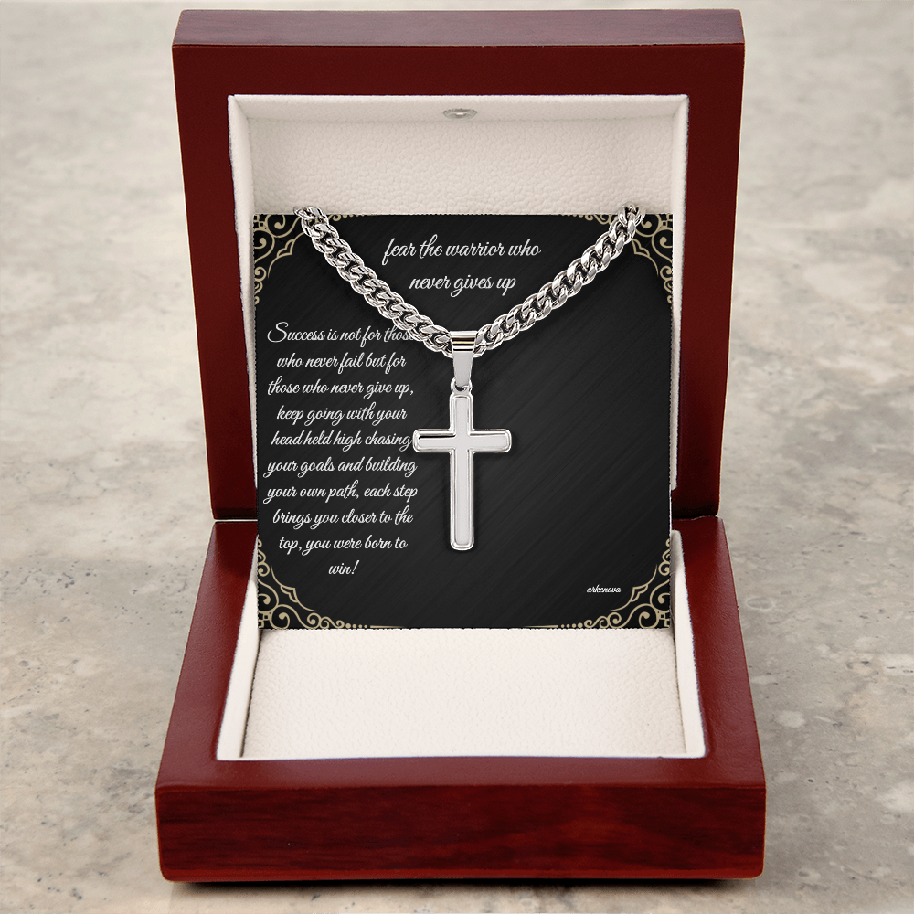 Warrior Cross Necklace — Cuban Link Chain for Him