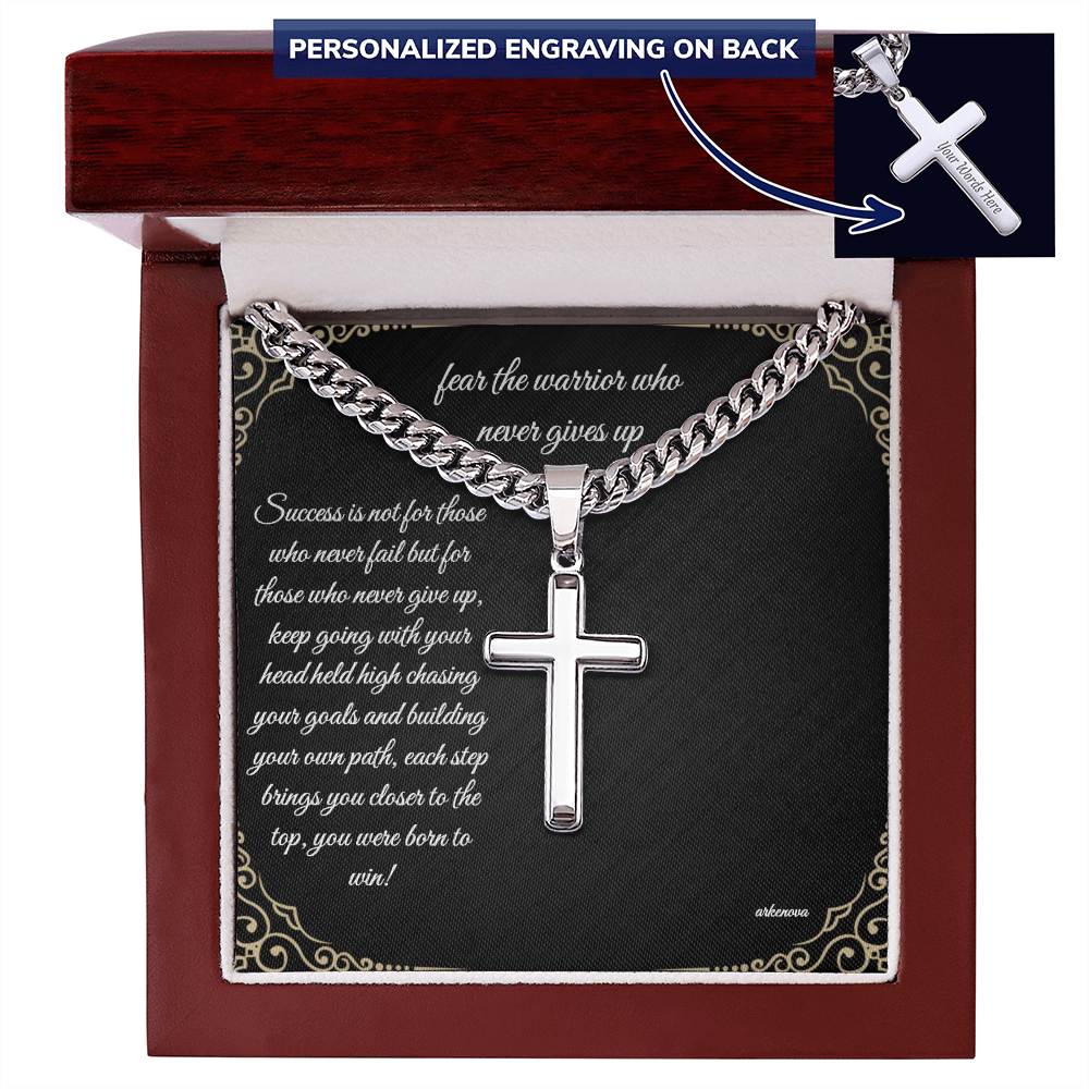Warrior Cross Necklace — Cuban Link Chain for Him