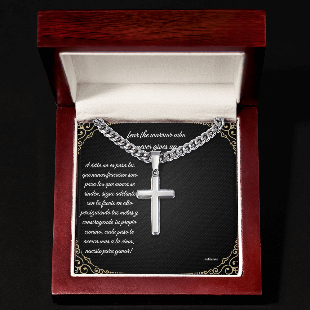 Unwavering warrior-Cross with Cuban Link Chain