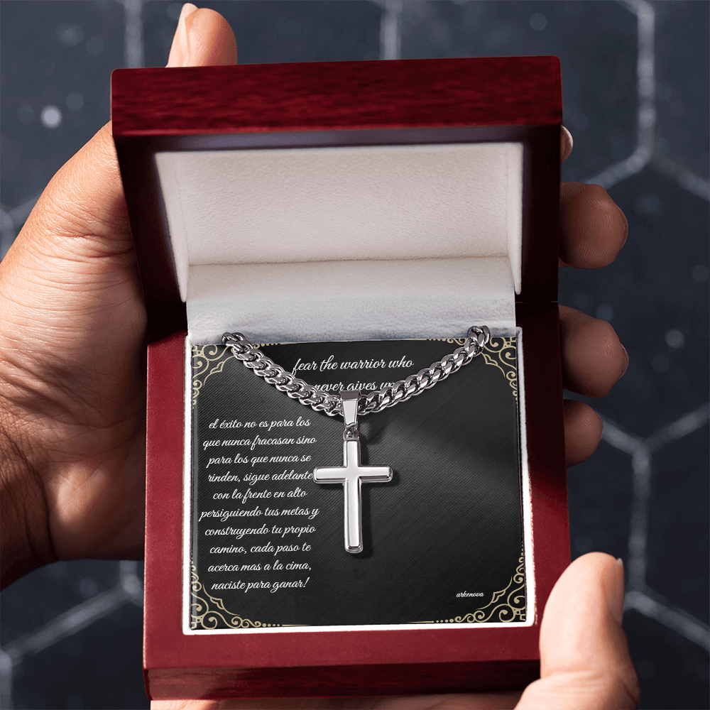 Unwavering warrior-Cross with Cuban Link Chain