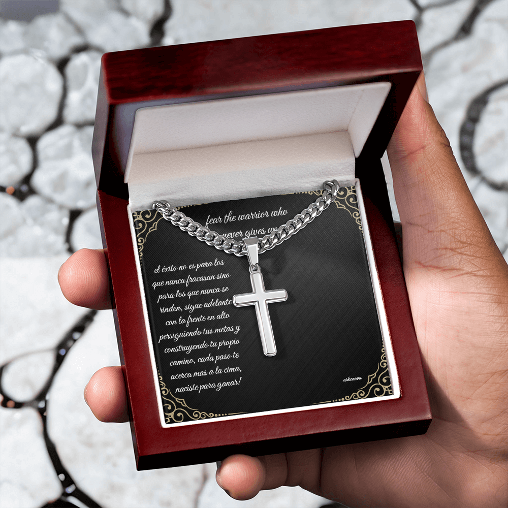 Unwavering warrior-Cross with Cuban Link Chain