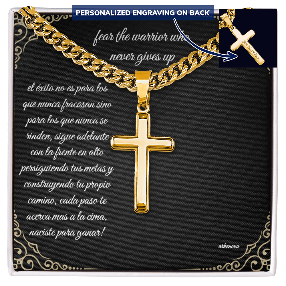 Unwavering warrior-Cross with Cuban Link Chain