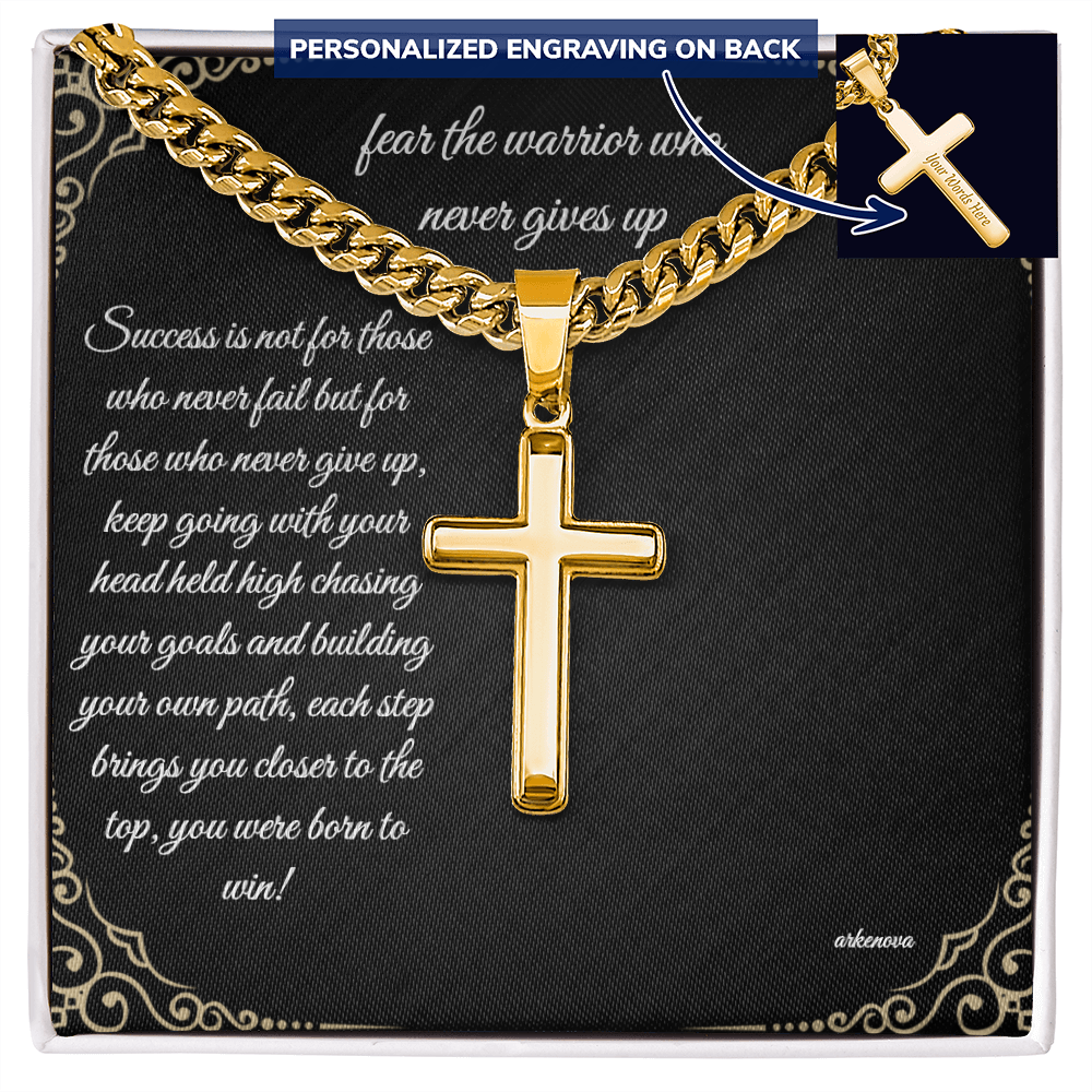 Warrior Cross Necklace — Cuban Link Chain for Him