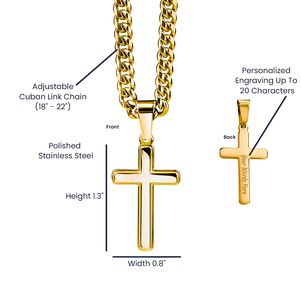 Unwavering warrior-Cross with Cuban Link Chain