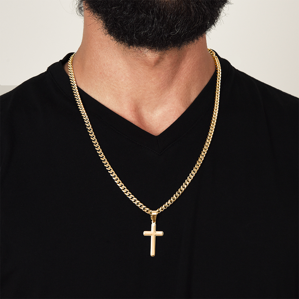Warrior Cross Necklace — Cuban Link Chain for Him