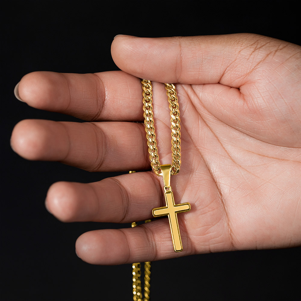 Unwavering warrior-Cross with Cuban Link Chain