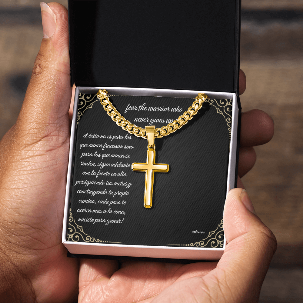 Unwavering warrior-Cross with Cuban Link Chain