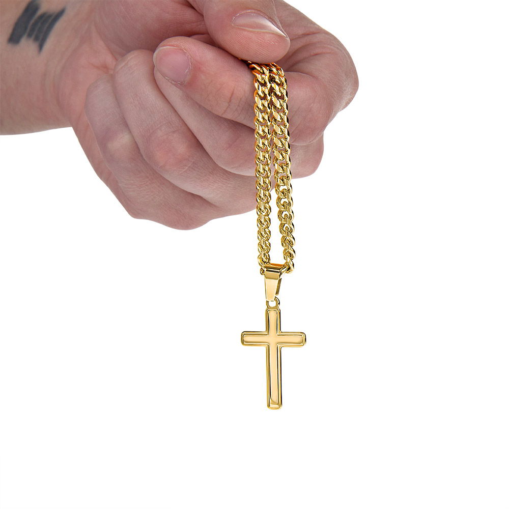 Unwavering warrior-Cross with Cuban Link Chain