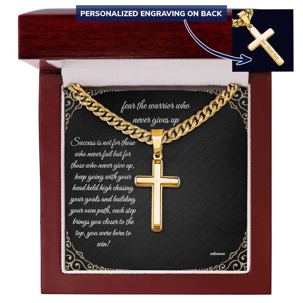 Warrior Cross Necklace — Cuban Link Chain for Him