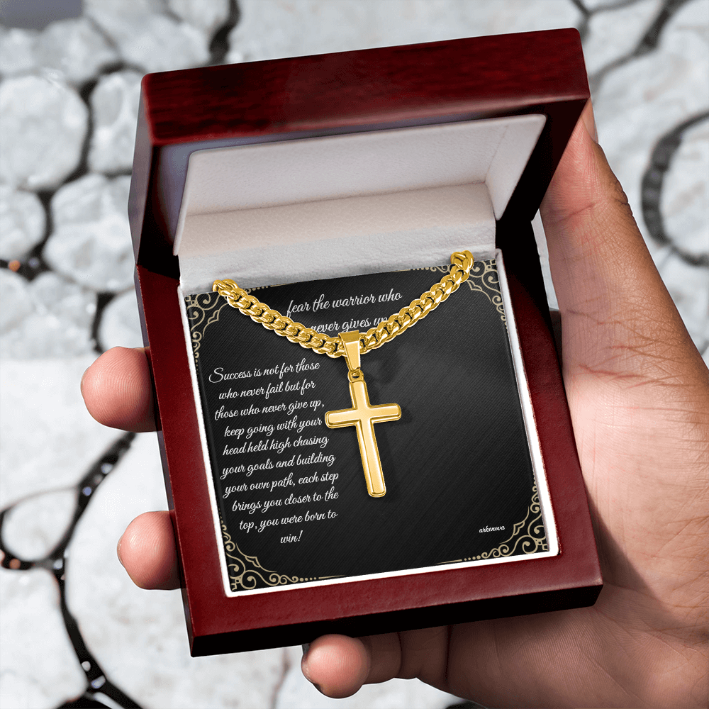 Warrior Cross Necklace — Cuban Link Chain for Him